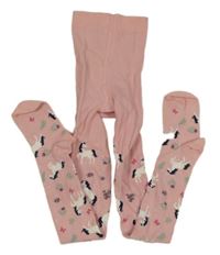 Svetloružové pančuchy s jednorožcami John Lewis