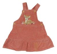 Ružové manšestové šaty so srnkou Smile