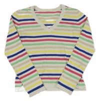 Smetanovo-farebný pruhovaný sveter