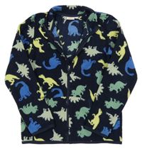 Tmavomodrá fleecová prepínaci mikina s dinosaurami KIDS