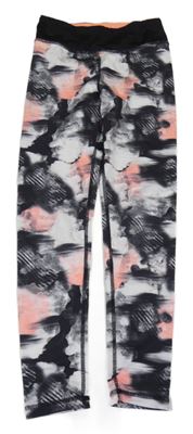 Černo-bílo-růžové vzorované sportovní legíny H&M