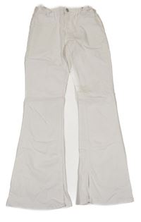 Biele elastické flare rifle s rozparkem H&M