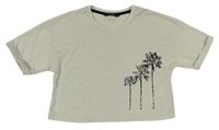 Béžové crop tričko s palmami George