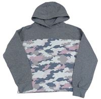 Sivo-bielo-ružová army crop mikina s kapucňou F&F