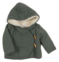 Khaki zateplená bunda s kapucňou Zara