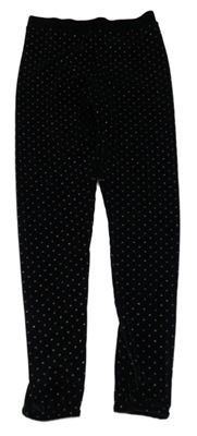 Čierne zamatové bodkovaná é legíny zn. F&F