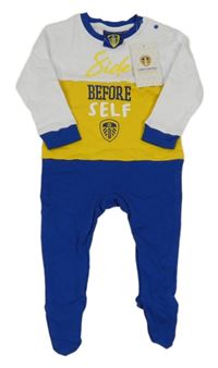 Nové - Bílo-žluto-modrý overal s nápisem 