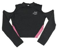 Tmavošedo-ružové crop tričko s nápisom Chapter young