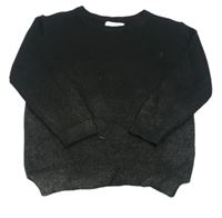 Čierno-strieborný rebrovaný pletený sveter LEISURE CLUB