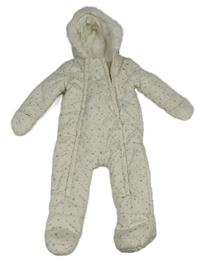 Biela šušťáková zimná kombinéza s hviezdami a kapucňou Primark