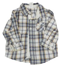 Bílo-modro-okrová kostkovaná košile C&A