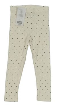 Nové - bílé žebrované puntíkaté legíny F&F