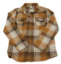 Medovo-bílo-červená kostkovaná košile Shein