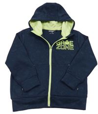 Tmavomodrá vzorovaná prepínaci mikina s nápisom a kapucňou Ergeenomixx