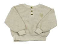 Béžová huňatá mikina so srdiečkom Kiabi