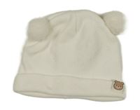 Bílá čepice s medvídkem a bambulemi Sinsay