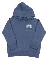 Modrošedá mikina s palmou a kapucňou