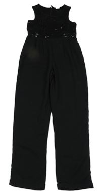 Čierny nohavicový overal s flitrami C&A