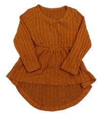 Oranžová melírovaná rebrovaná úpletová šatová tunika