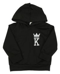 Čierna mikina s potlačou a kapucňou shein