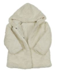 Smetanový kožešinový podšitý kabátek s kapucňou