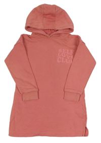 Broskvové teplákové šaty s nápisom a kapucňou Matalan