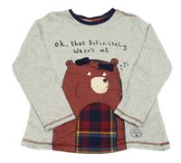 Sivé melírované pyžamové tričko s medvěďom George