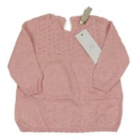 Nové - Ružové pletené šaty s perforovaným vzorom F&F