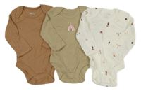 3x body - hnědé + béžové + bílé s obrázkami Lily & Dan