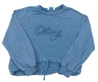 Modrá crop mikina s 3D nápisom Mayoral