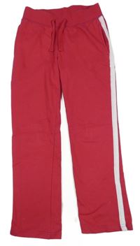 Malinové tepláky s pruhom