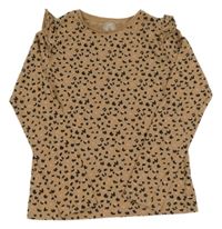 Hnedo-čierne leopardí tričko s volánikmi F&F