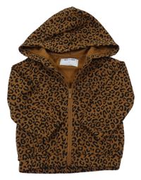 Hnedo-čierna leopardí prepínaci mikina s kapucňou