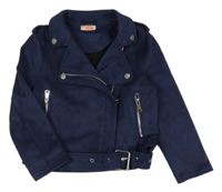 Tmavomodrý semišový crop křivák s páskem Matalan