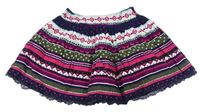 Farebná pruhovaná kolová plátenná sukňa Topolino
