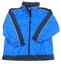 Modro-tmavomodrá šušťáková jarná bunda s ukrývací kapucňou Pocopiano