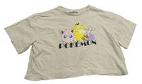 Béžové crop tričko s Pokémony H&M