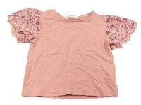 Ružové crop tričko s čipkou H&M