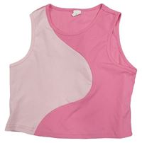 Ružovo-svetloružový rebrovaný crop top Shein