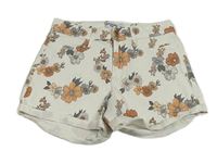 Biele rifľové kraťasy s kvetmi Abercrombie&Fitch