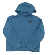 Modrá rebrovaná mikina s logom a kapucňou zn. DKNY