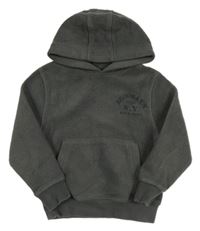 Sivá fleecová mikina s nápisom a kapucňou Next