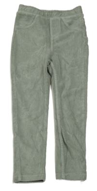 Světlekhaki zamatové rebrované tregíny