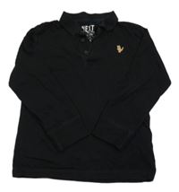 Černé polo triko s dinosaurem Next 