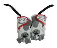 Bílé šusťákové zimní rukavice s pejskem 