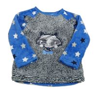 Modro-sivá chlpatá mikina s jezevcem Kiki&Koko