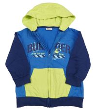 Modro-tmavomodro-limetková propínací mikina s kapucí Infinity