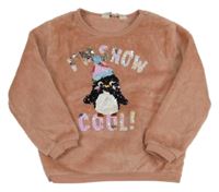 Staroružová chlpatá mikina s tučňákem H&M