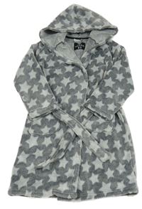 Šedý chlupatý župan s hvězdičkami a kapucí F&F