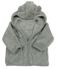 Šedá chlupatá propínací mikina s kapucí 